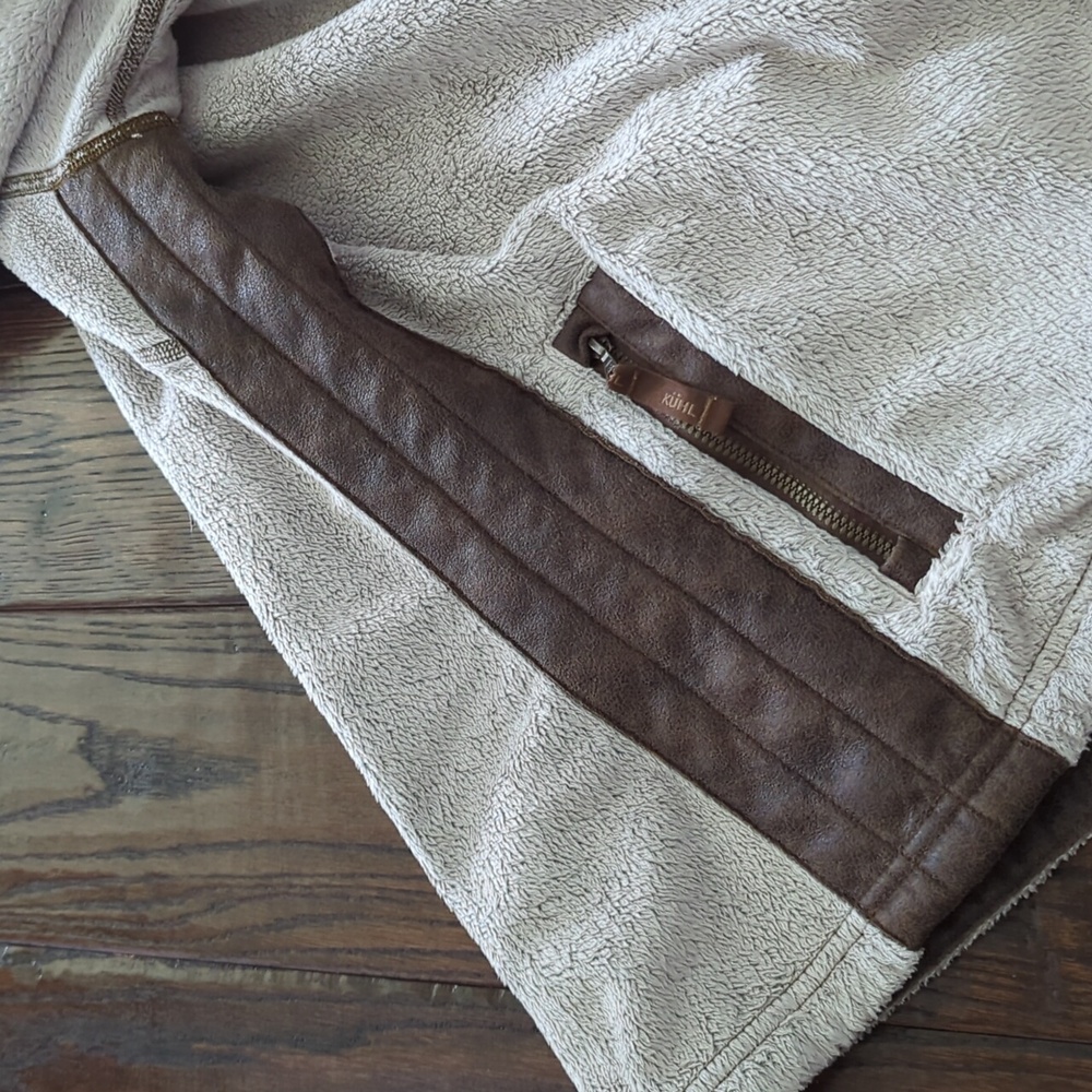 KUHL I Advokat Stone Tan & Brown Full Zipper Front Minky Fleece Jacket, L - Picture 14 of 16